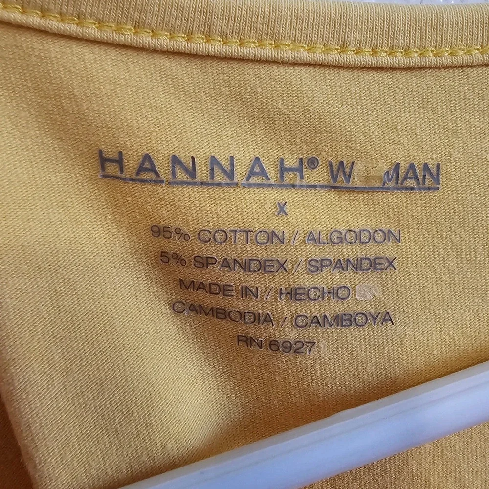 Hanes Nano-T Womens V-Neck T-Shirt Yellow Short Sleeve Cotton‎ Blend XL